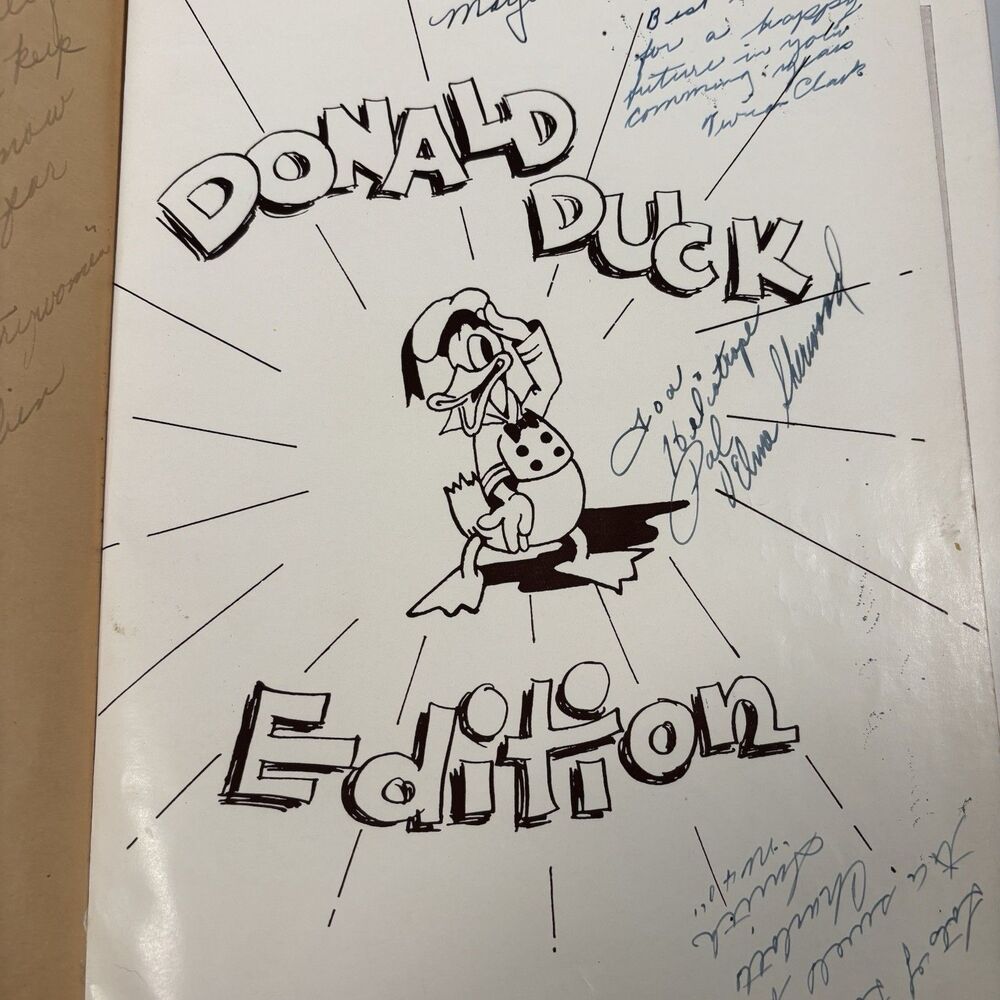Donald Duck Walt Disney Studio Art Permission 1938 Bell High School Yearbook CA